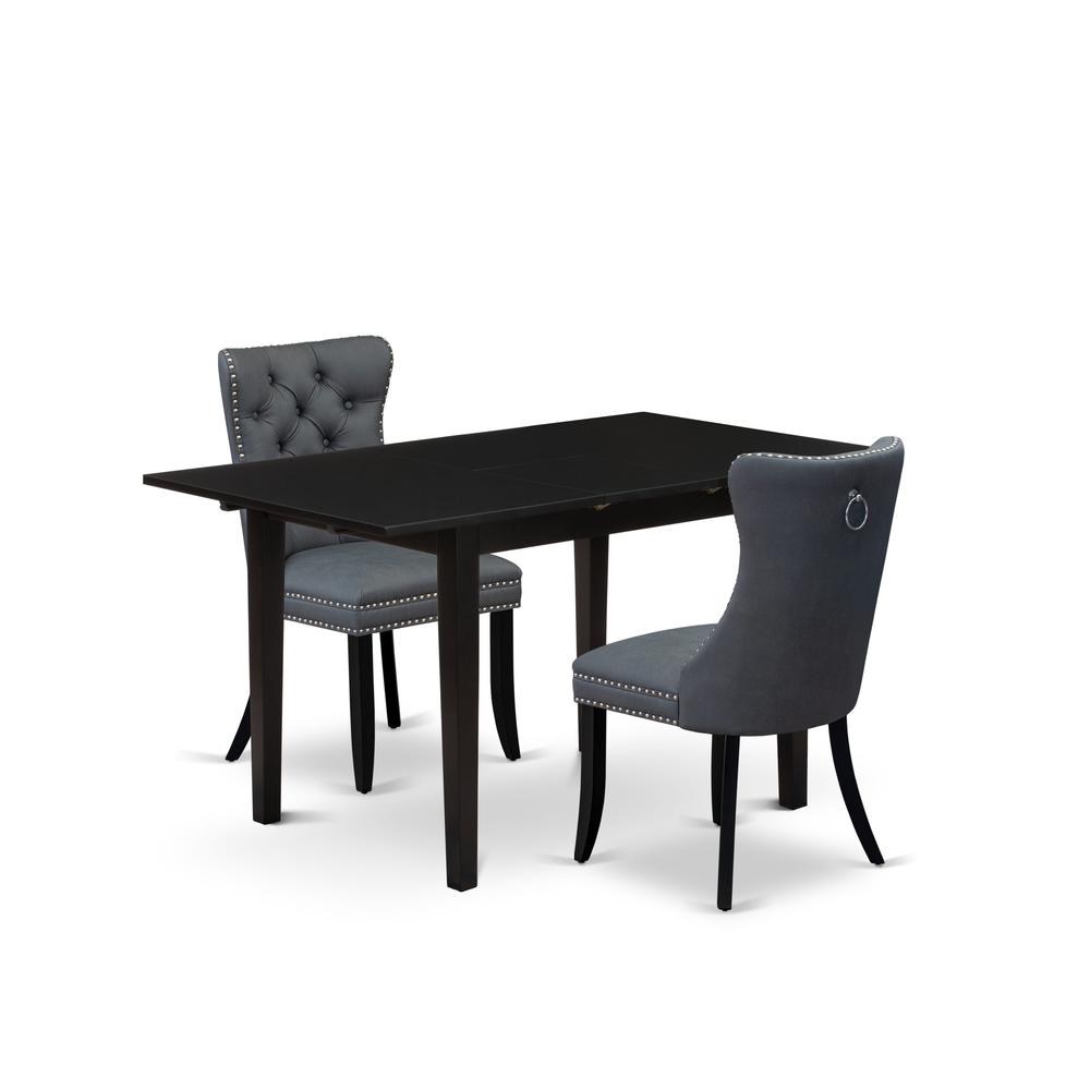 3 Piece Kitchen Table Set Contains a Rectangle Dining Table with Butterfly Leaf. Picture 6