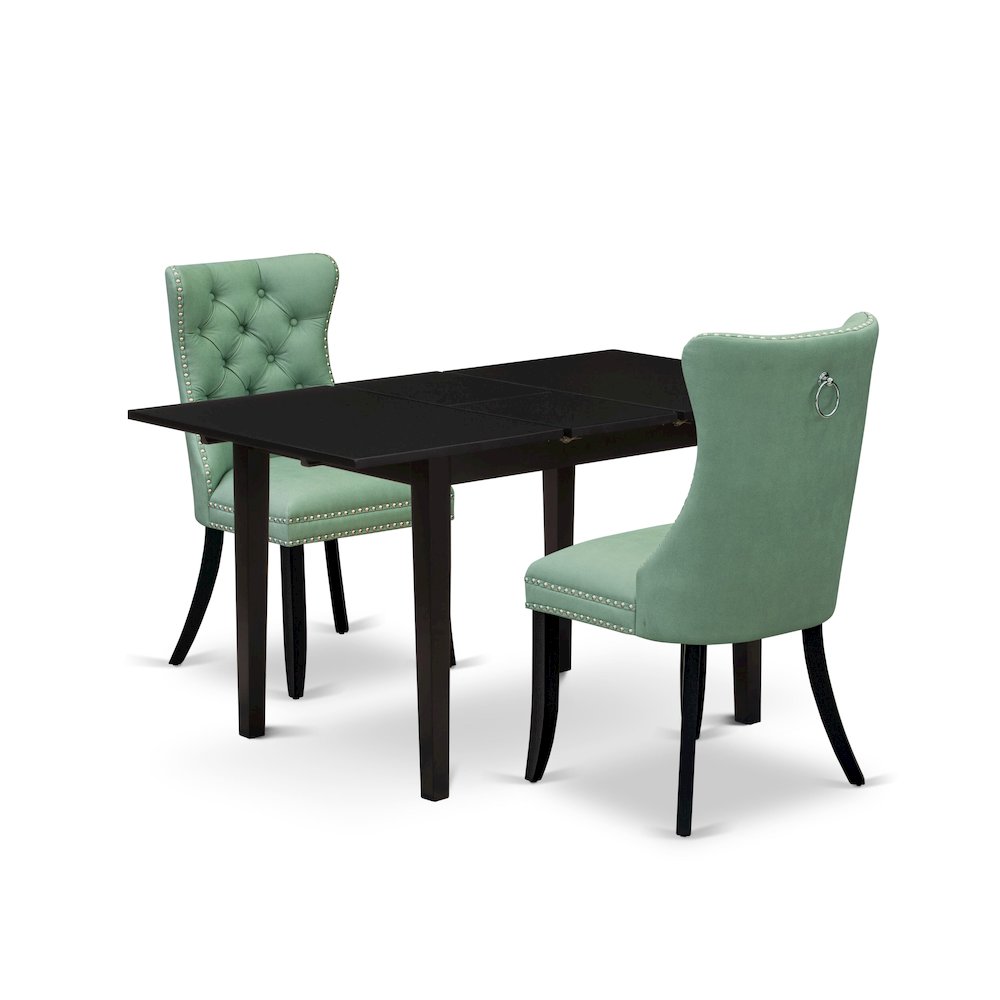 3 Piece Kitchen Table Set Contains a Rectangle Dining Table with Butterfly Leaf. Picture 1