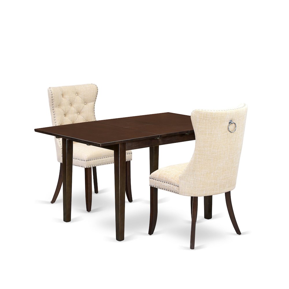 3 Piece Dining Table Set Contains a Rectangle Kitchen Table with Butterfly Leaf. Picture 1