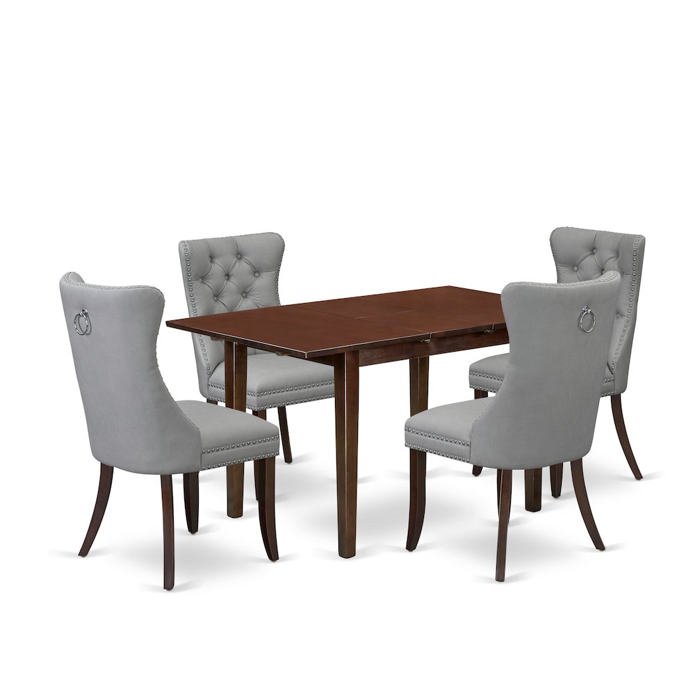5 Piece Kitchen Table Set Contains a Rectangle Dining Table with Butterfly Leaf. Picture 1