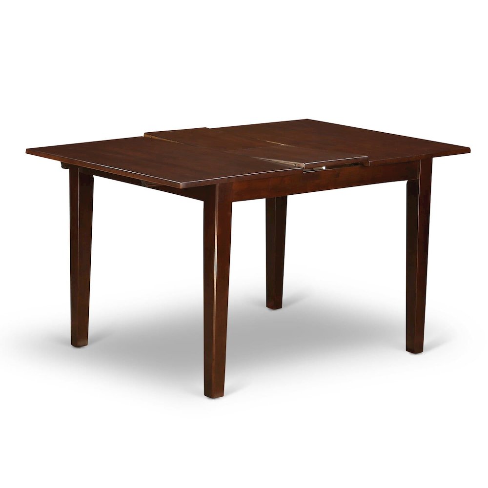 NFDL3-MAH-W - 3-Pc Dining Room Table Set- 2 Dining Chair with Wooden Seat and Slatted Chair Back - Butterfly Leaf Modern Kitchen Table - Mahogany Finish. Picture 4