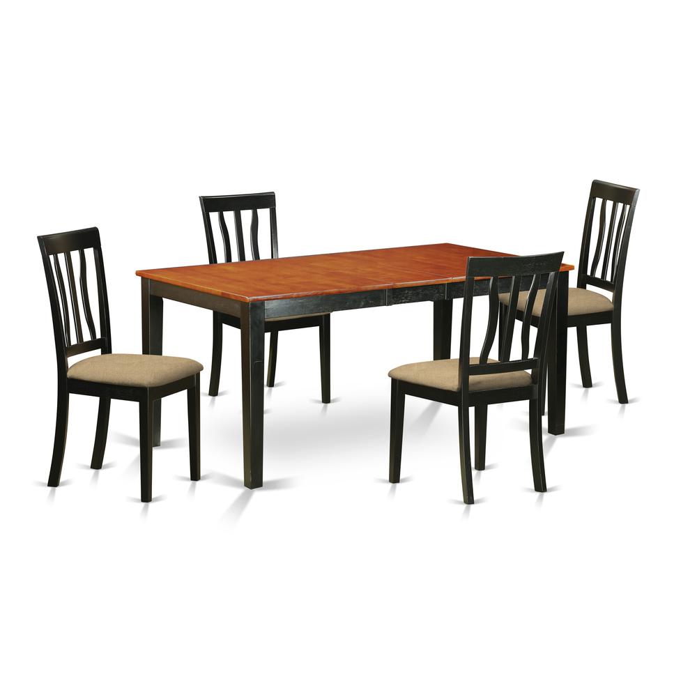 NIAN5-BCH-C 5 PC Kitchen Table set-Dining Table and 4 Wooden Kitchen Chairs. Picture 1