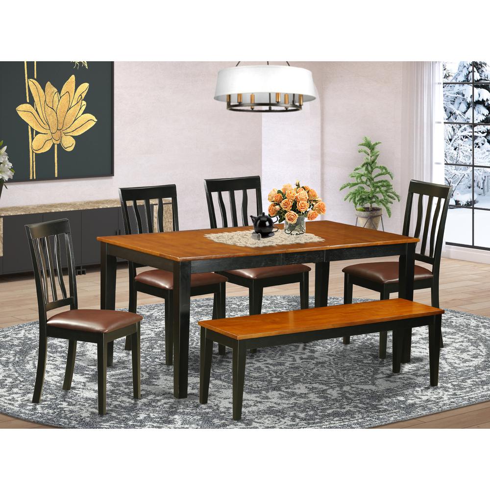 6  PC  Kitchen  Table  set-Dining  Table  and  4  Wood  Chairs  plus  a  bench. Picture 6