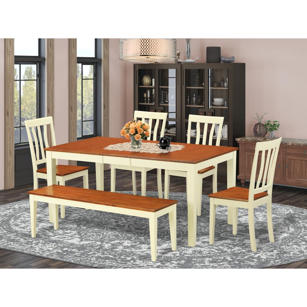 6-Pc  Table  and  chair  set  -  Kitchen  Table  and  4  Dining  Chairs  together  with  Bench. Picture 6