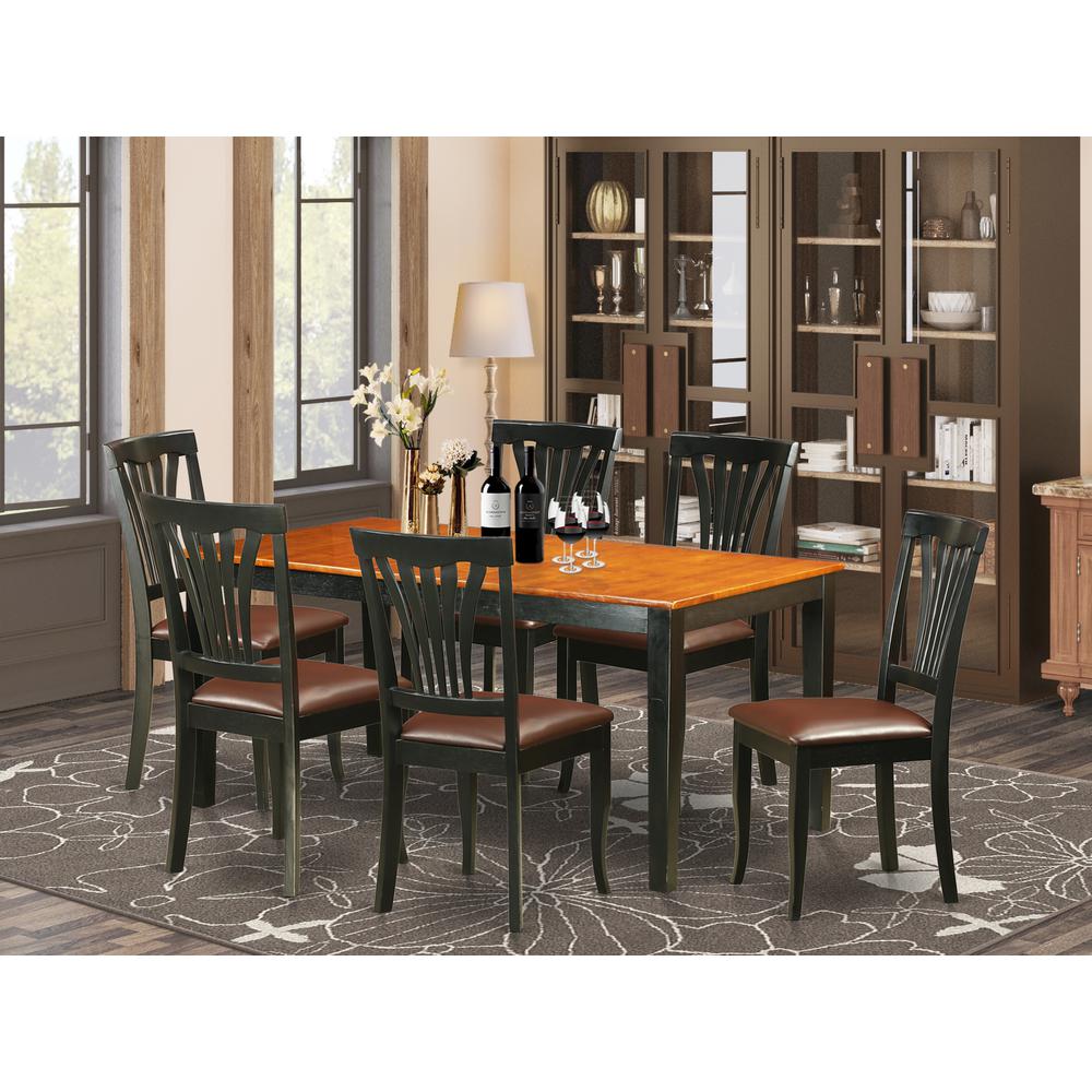 7  PC  Kitchen  Table  set-Dining  Table  and  6  Leather  Dining  Chairs. Picture 4