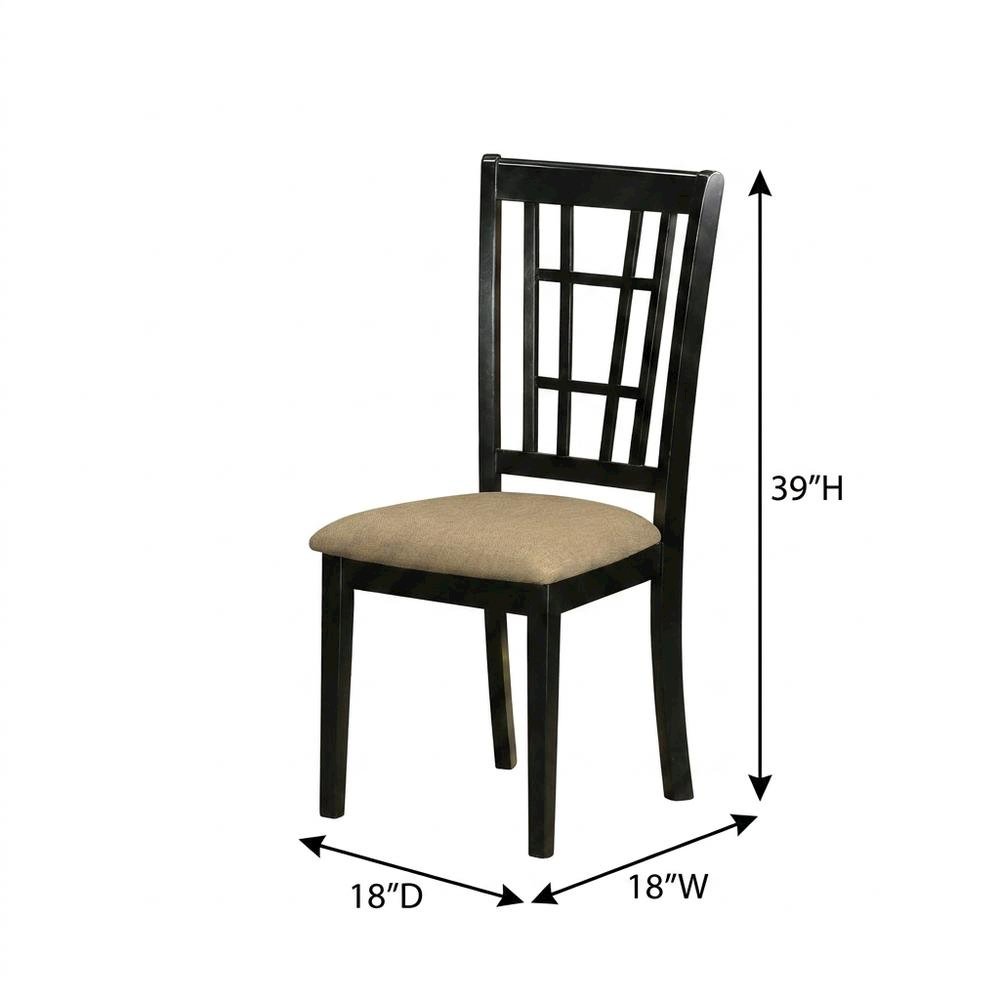 Linen Upholstered Solid Wood Dining Chair with Padded Seat for Dining Room, Set of 2. Picture 6
