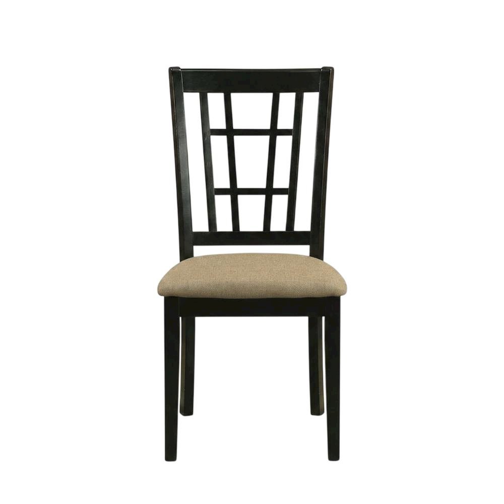 Linen Upholstered Solid Wood Dining Chair with Padded Seat for Dining Room, Set of 2. Picture 2