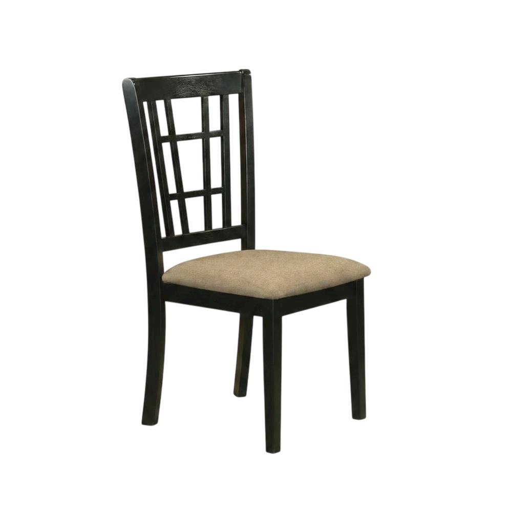 Linen Upholstered Solid Wood Dining Chair with Padded Seat for Dining Room, Set of 2. Picture 5