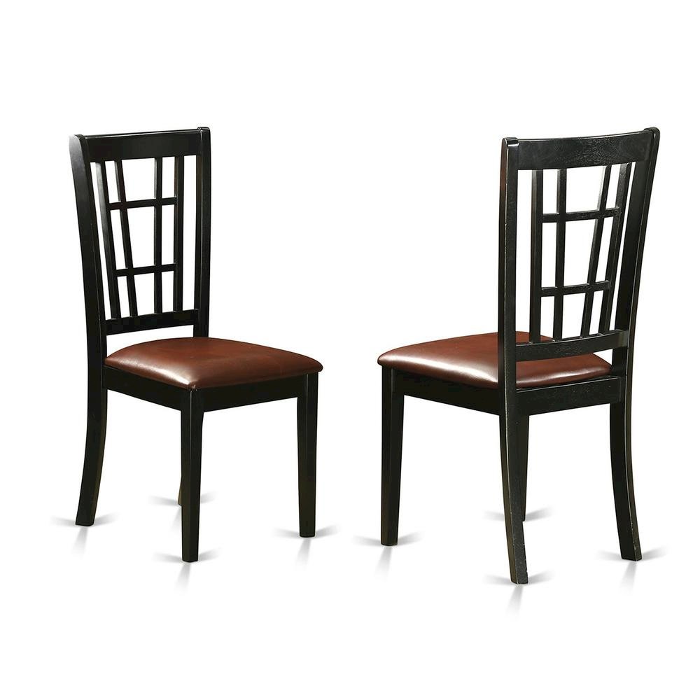 Solid Wood Dining Chair with Faux Leather Seat, Traditional, Set of 2. Picture 1