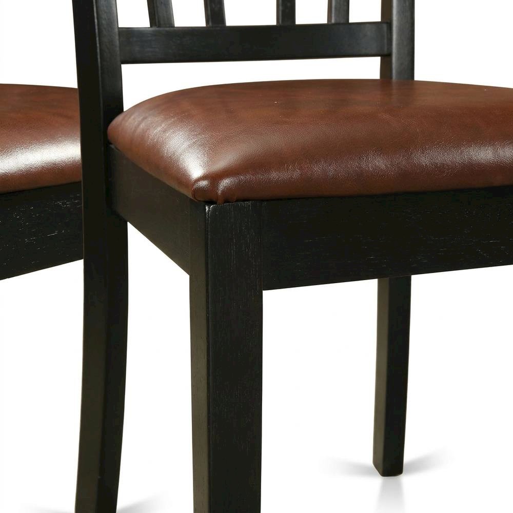 Solid Wood Dining Chair with Faux Leather Seat, Traditional, Set of 2. Picture 8