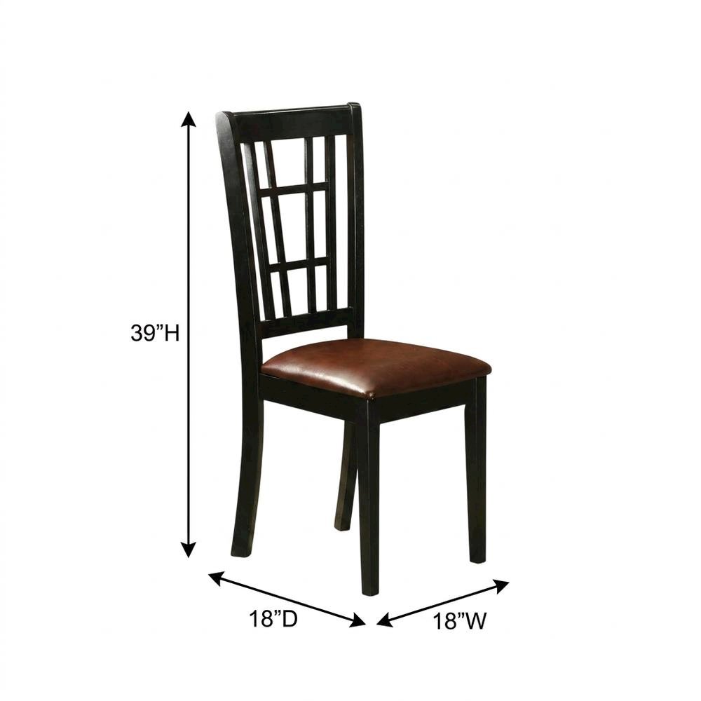 Solid Wood Dining Chair with Faux Leather Seat, Traditional, Set of 2. Picture 6