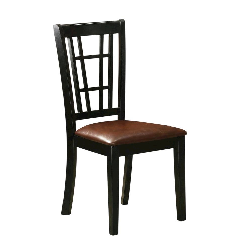 Solid Wood Dining Chair with Faux Leather Seat, Traditional, Set of 2. Picture 5