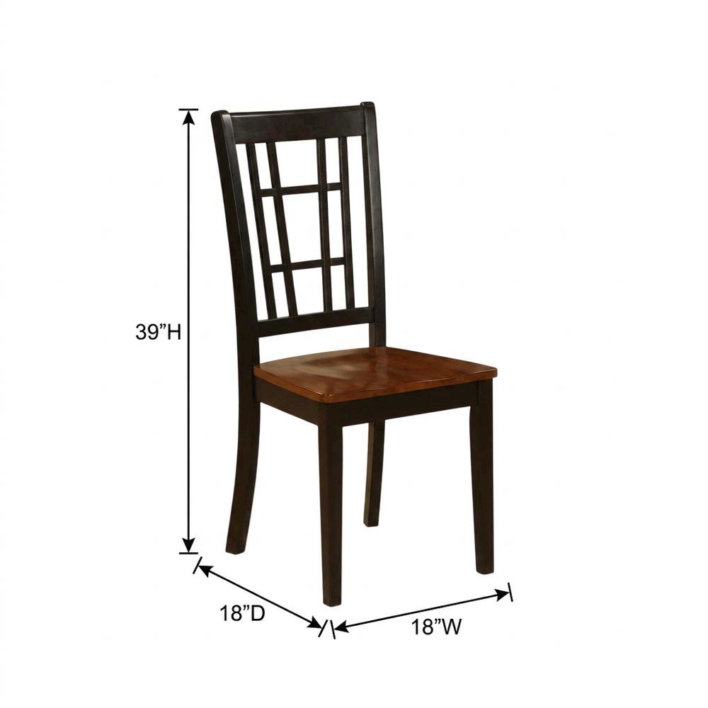 Solid Wood Dining Chairs, Traditional High-Back Wooden Kitchen Chair Set, Black, Set of 2. Picture 6