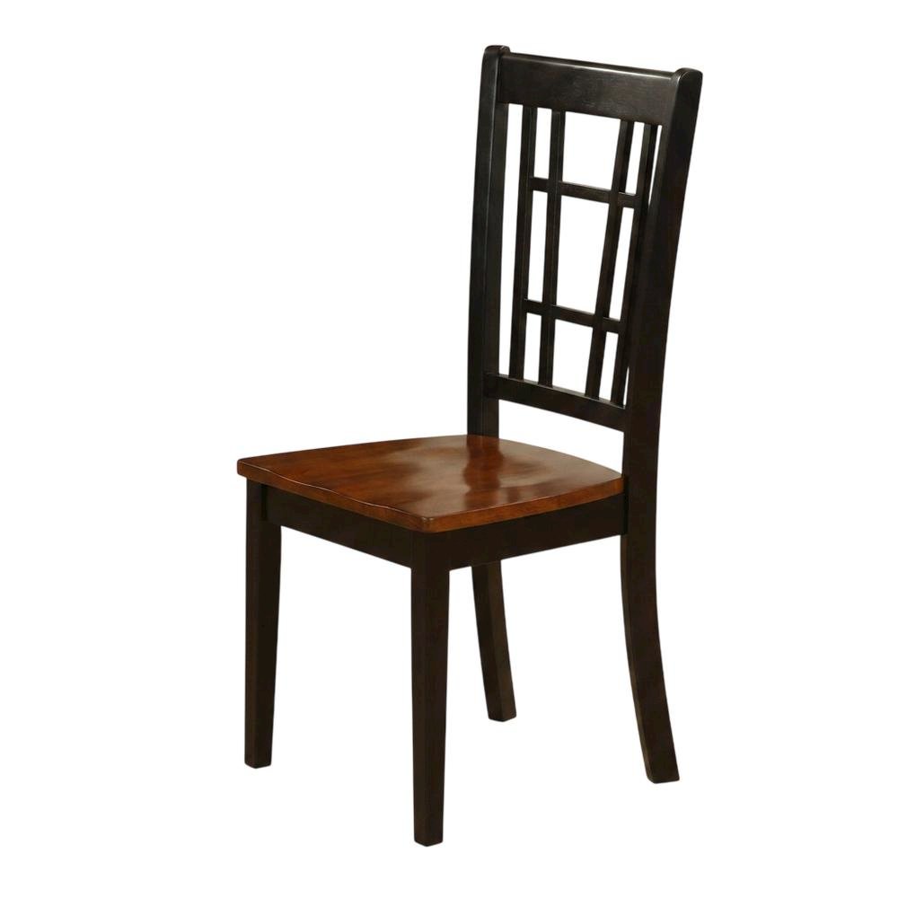 Solid Wood Dining Chairs, Traditional High-Back Wooden Kitchen Chair Set, Black, Set of 2. Picture 5