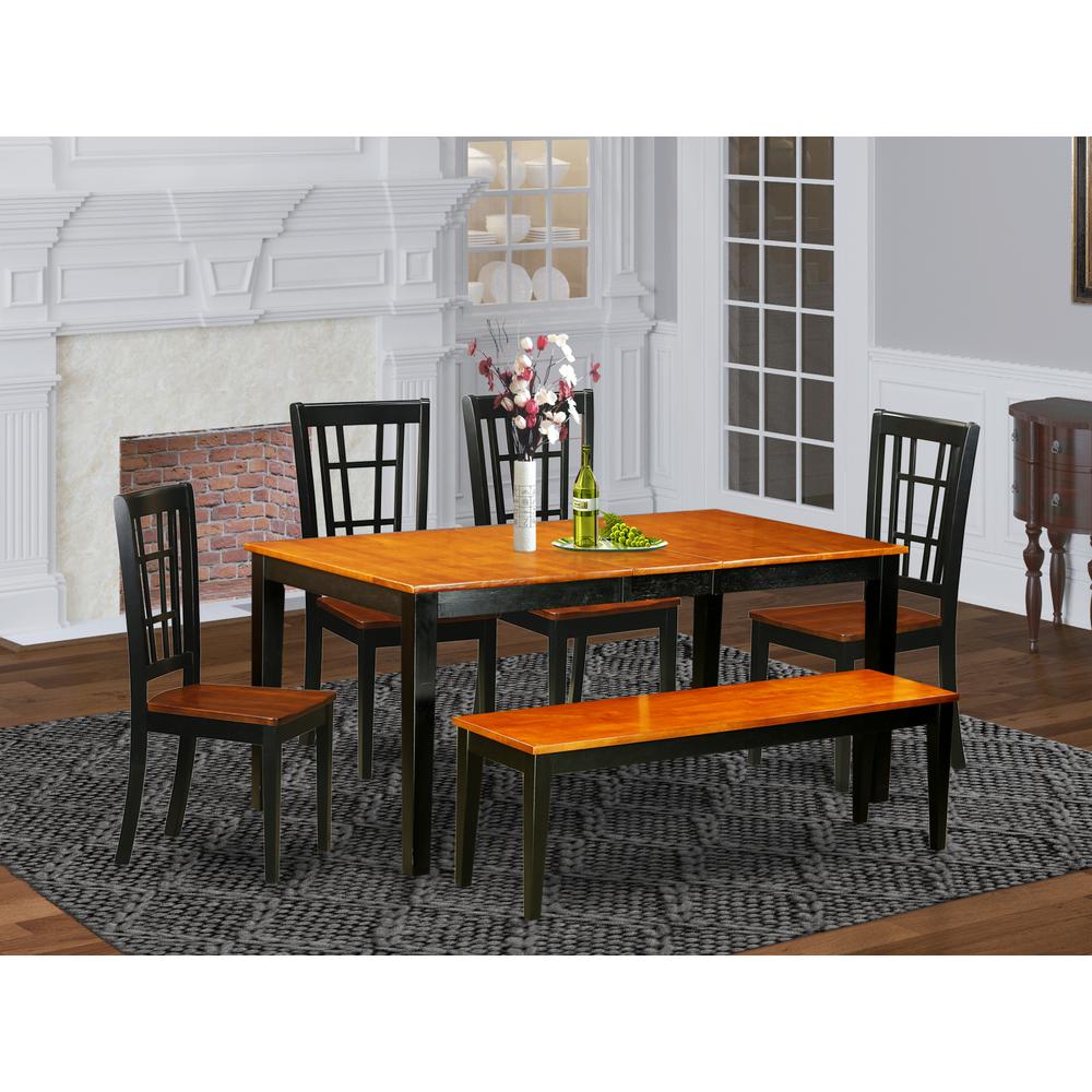 6-Pc  Dining  room  set  with  bench-Kitchen  Tables  and  4  Dining  Chairs  Plus  bench. Picture 6