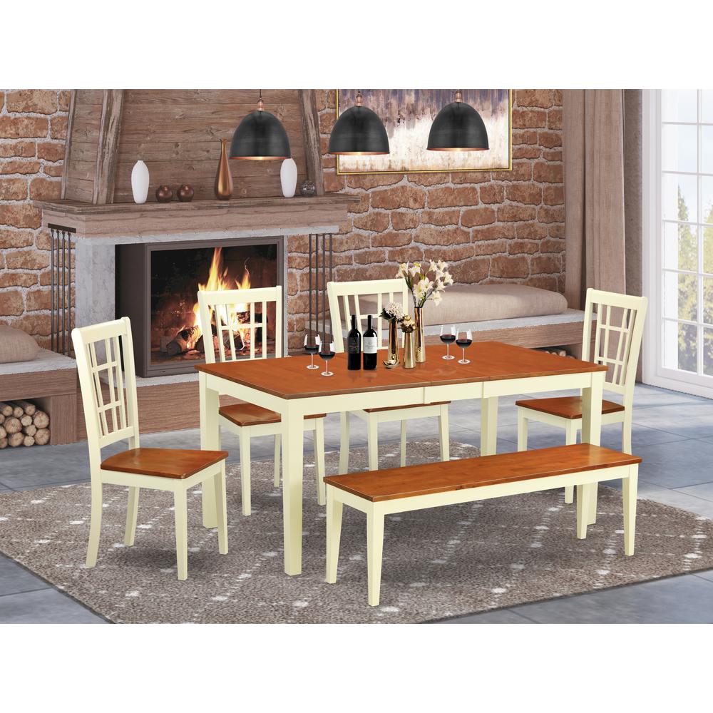 6-Pc  Dining  room  set  for  4-Table  with  Leaf  and  4  Kitchen  Chairs  plus  bench. Picture 6