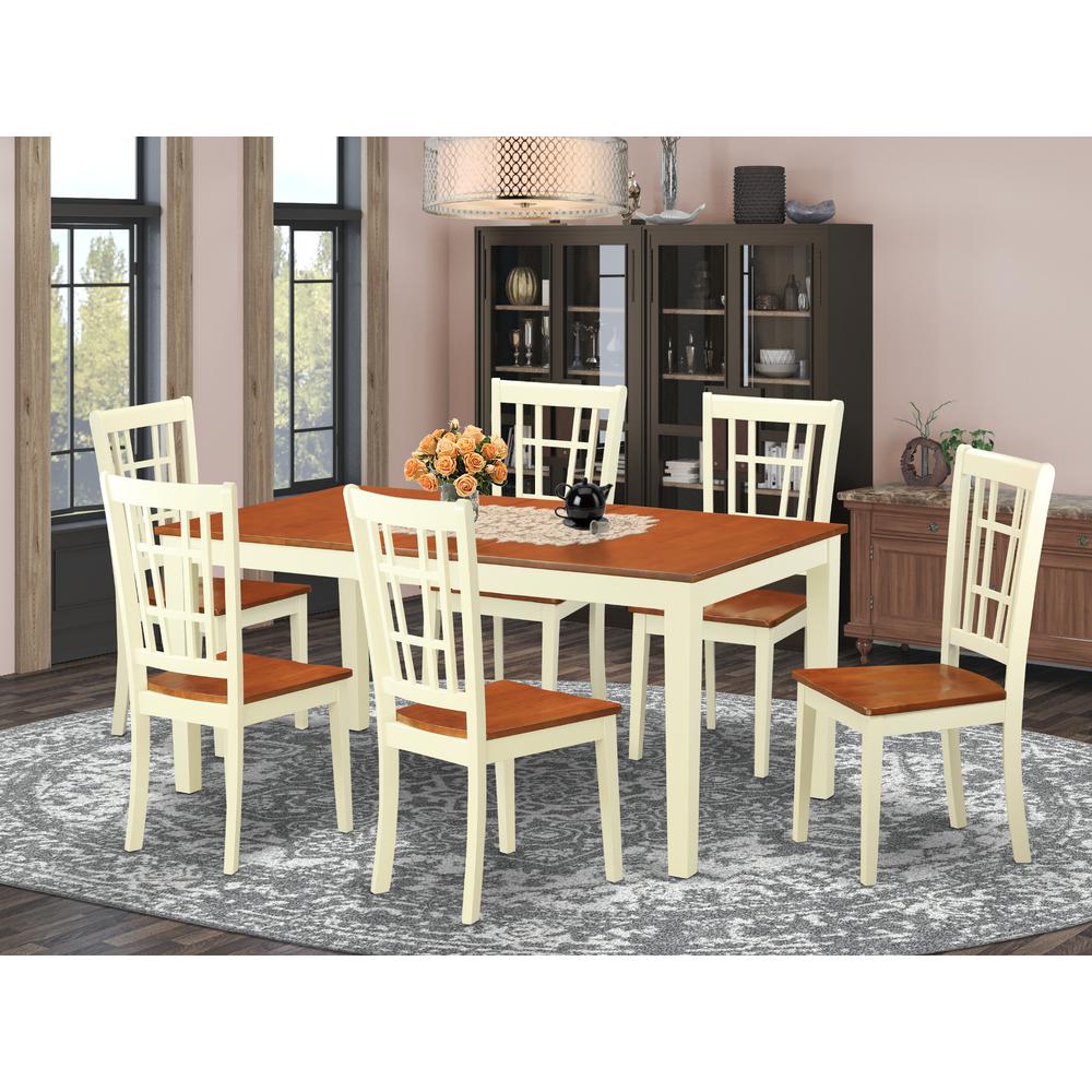 7  Pc  Dining  room  set-Dining  Table  with  Leaf  and  6  Kitchen  Dining  Chairs. Picture 4