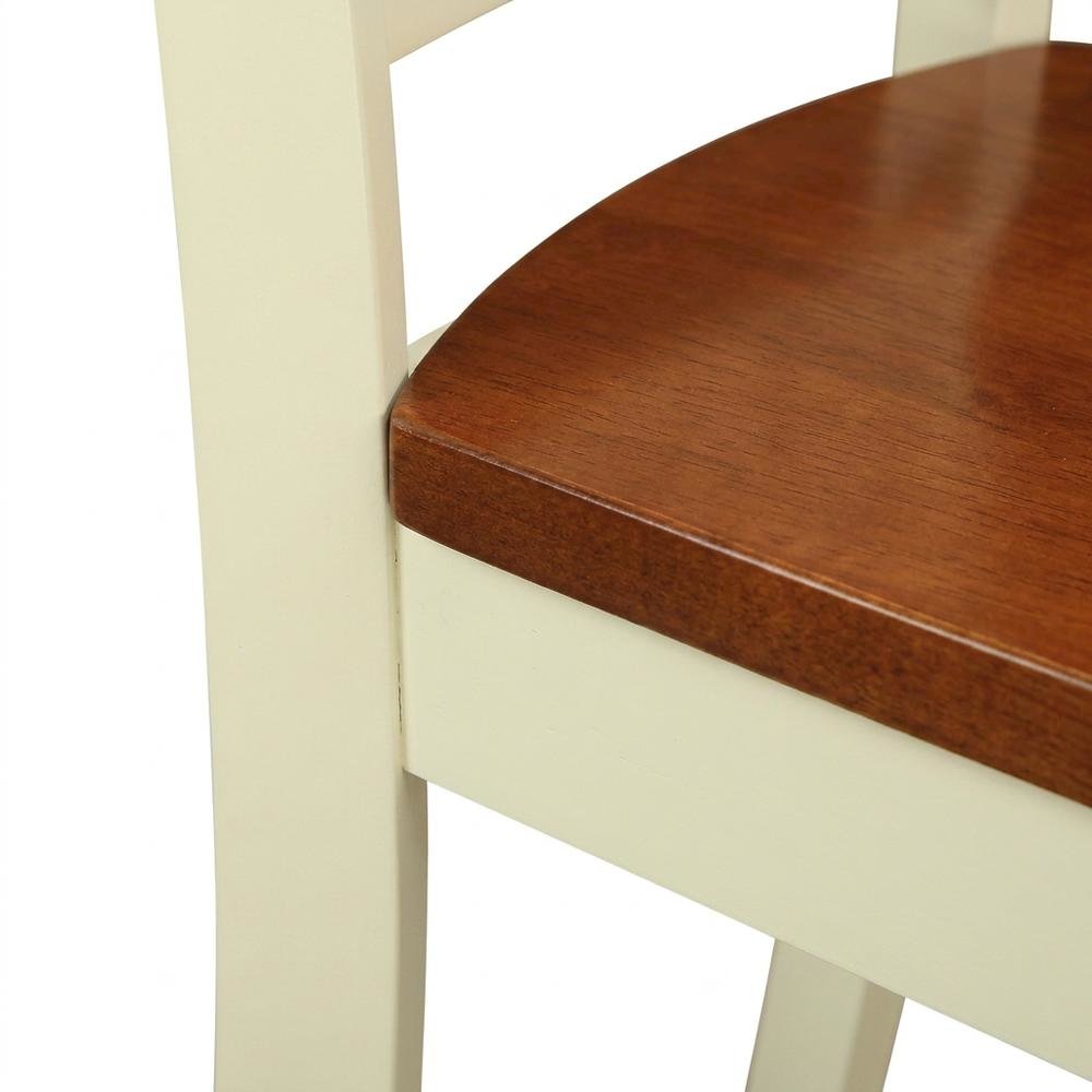 Solid Wood Dining Chairs, Traditional Wooden Kitchen Chair, Buttermilk & brown, Set of 2. Picture 7