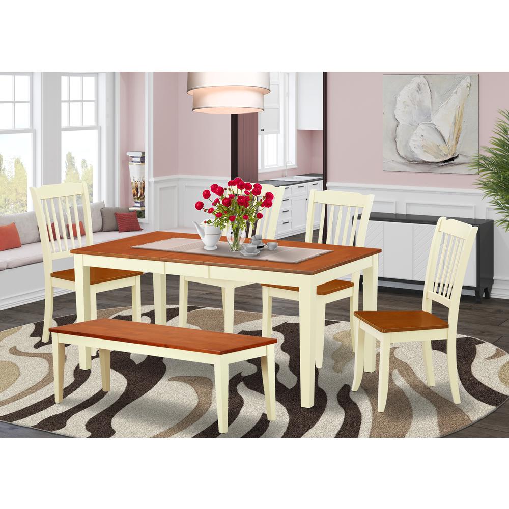 Dining Room Set Buttermilk & Cherry, NIDA6N-BMK-W. Picture 3
