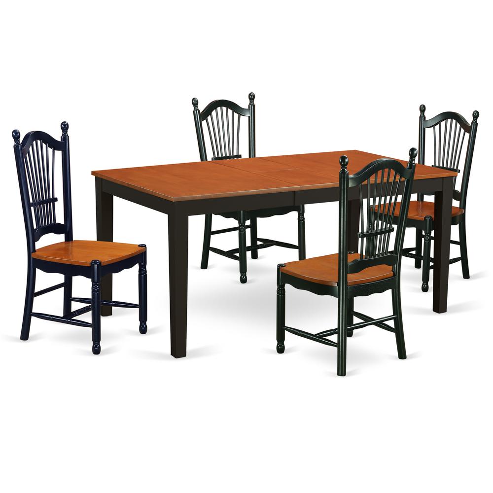 Dining Room Set Black & Cherry, NIDO5-BCH-W. Picture 1