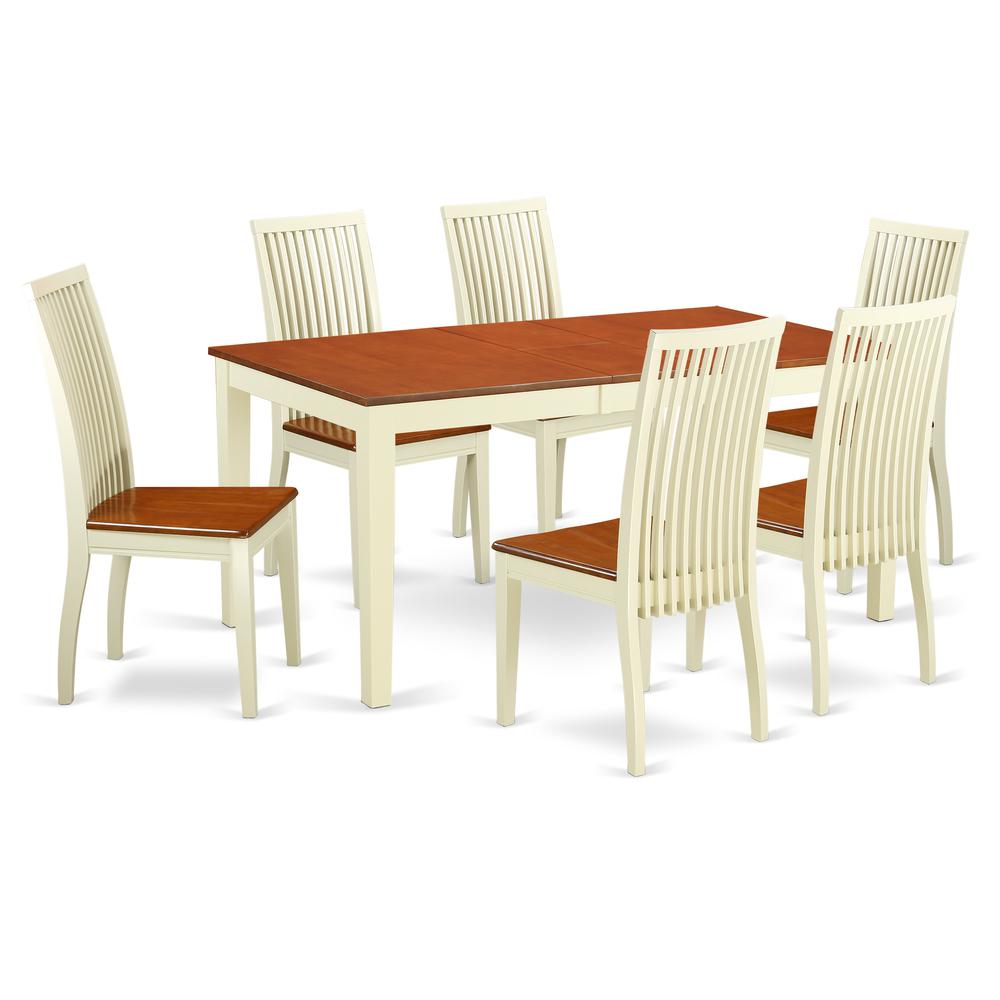 Dining Room Set Buttermilk & Cherry, NIIP7-BMK-W. Picture 1