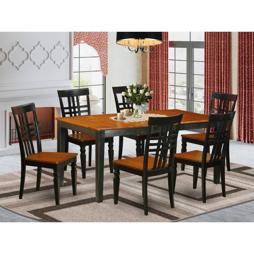 7  PC  Kitchen  Table  set  with  a  Nicoli  Table  and  6  Dining  Chairs  in  Black  and  Cherry. Picture 4