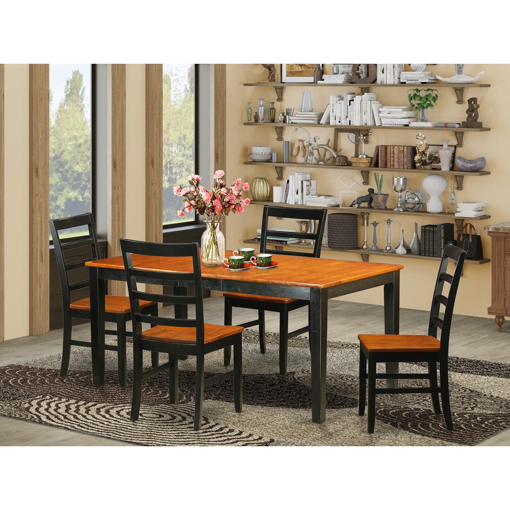 5  Pc  Dining  room  set  for  4-Table  with  Leaf  and  4  Wood  Kitchen  Dining  Chairs. Picture 4