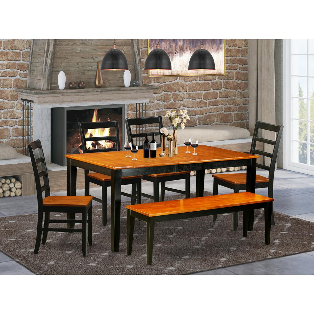 6  PC  Dining  room  set  with  bench-Kitchen  Tables  and  4  Wooden  Dining  Chairs  Plus  bench. Picture 6