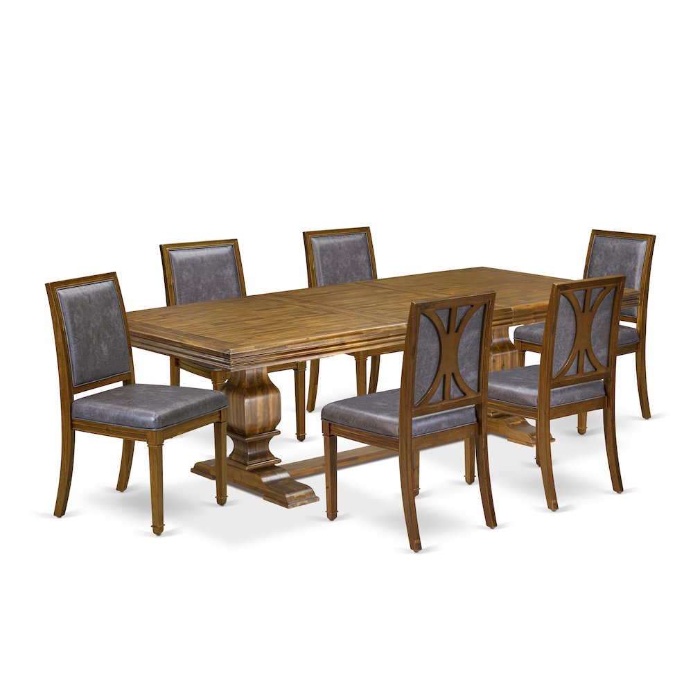7 piece Modern Dining Table Set consists of a Dining Table and 6 Kitchen Chairs. Picture 1