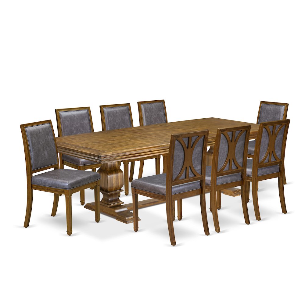 9 piece Dining Table Set includes a Kitchen Table and 8 PU Leather Dinner Chairs. Picture 1
