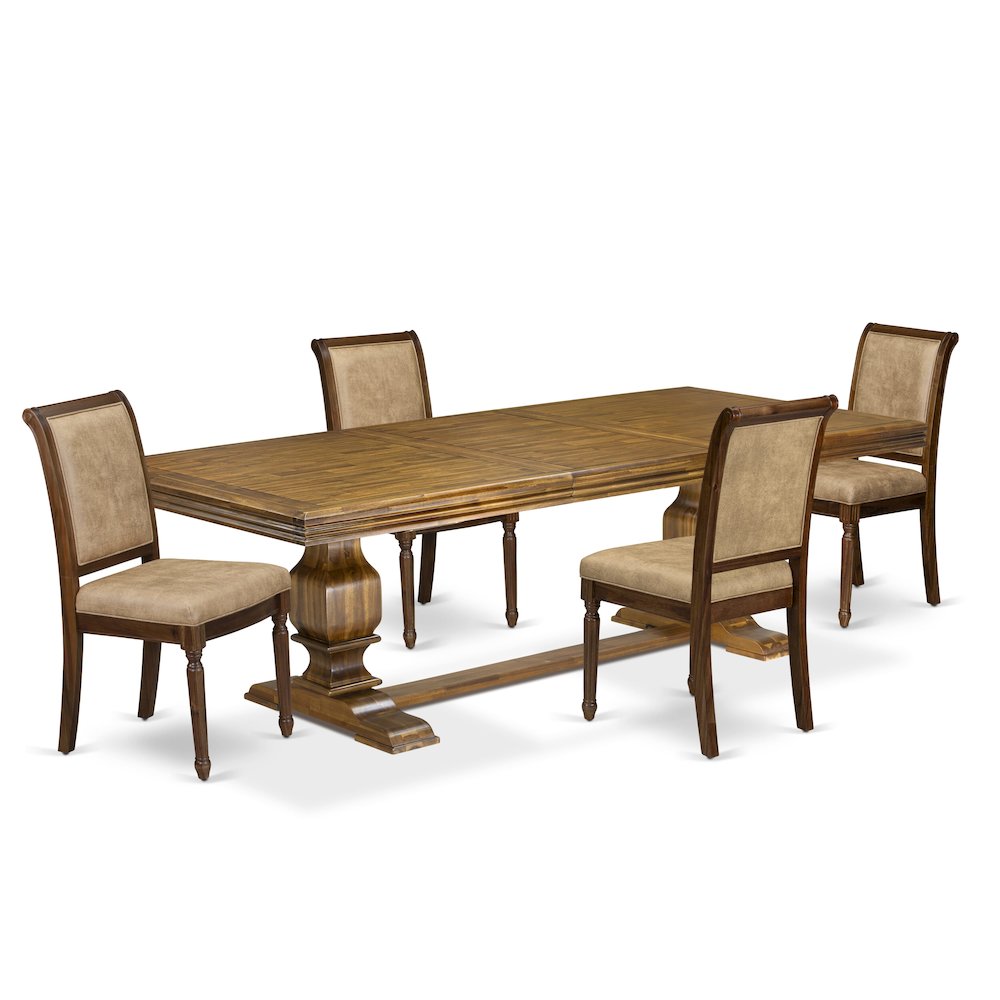 5 piece Dining Table Set a Kitchen Table and 4 Dark Grey Modern Dining Chairs. Picture 1