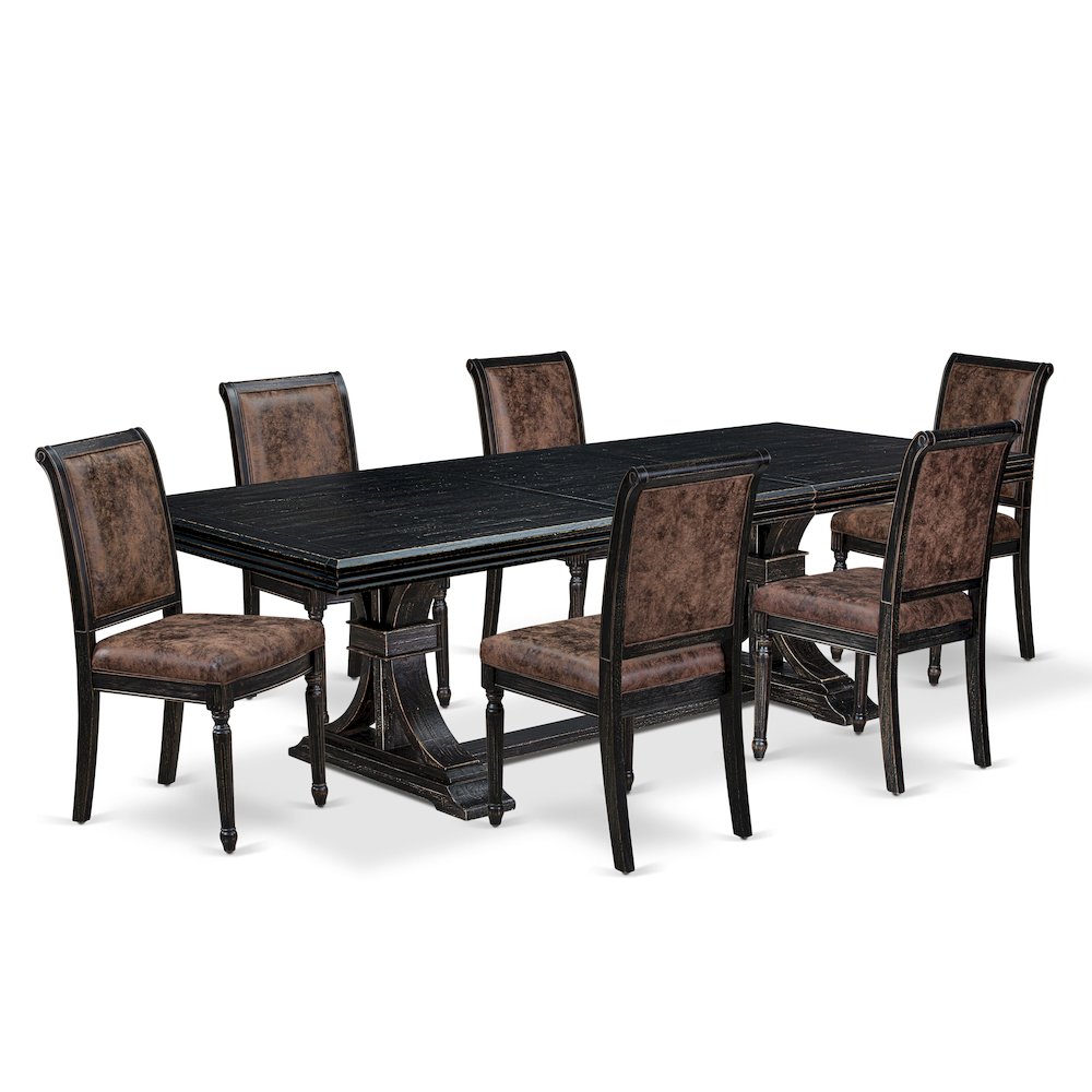 7 piece Modern Dining Table Set of a Dining Table and 6 Dining Room Chairs. Picture 1
