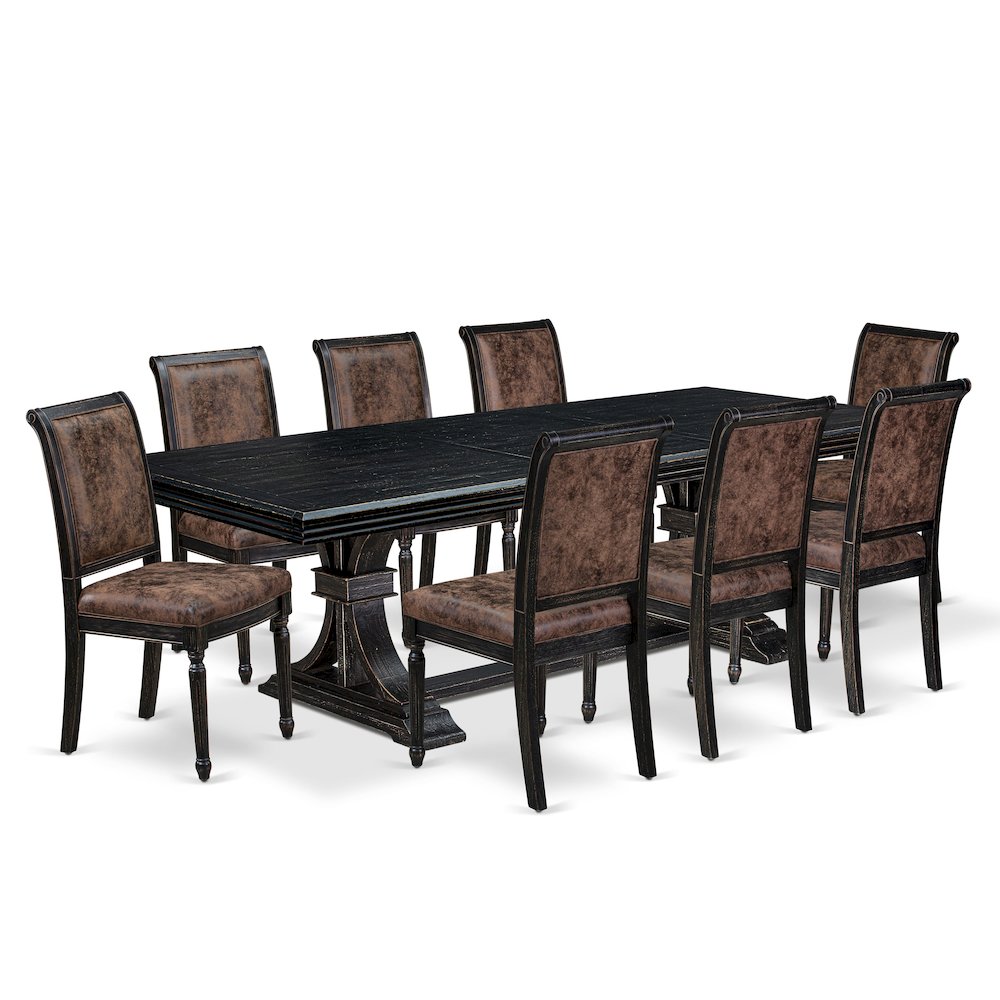 9 piece Kitchen Table Set includes a Modern Dining Table and 8 Dinner Chairs. Picture 1