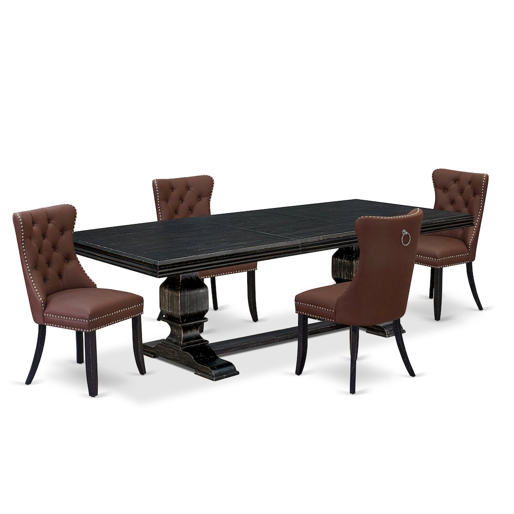 5 piece mid century kitchen set a wooden table and 4 dining chairs. Picture 1
