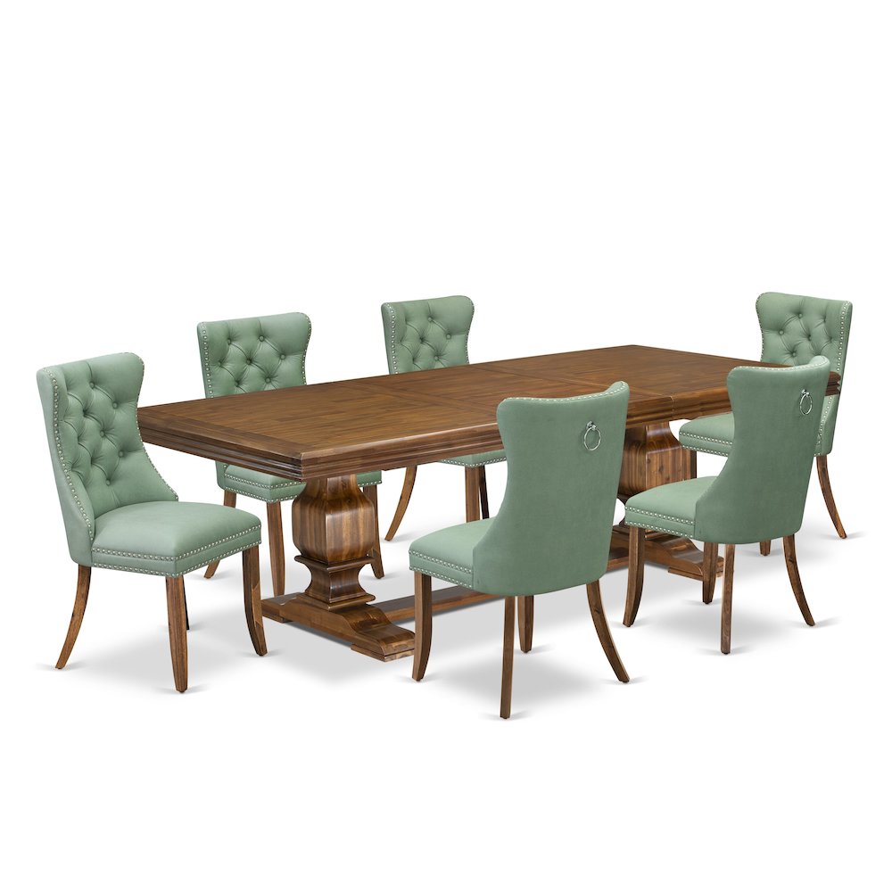 7 piece Kitchen Table Set includes a Dining Table and 6 PU Leather Dinner Chairs. Picture 1