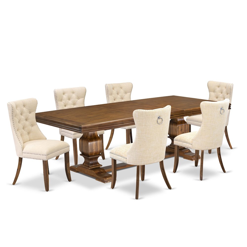 7 Pieces Dining Set Contains a Rectangle Kitchen Table and 6 Modern Chairs. Picture 1
