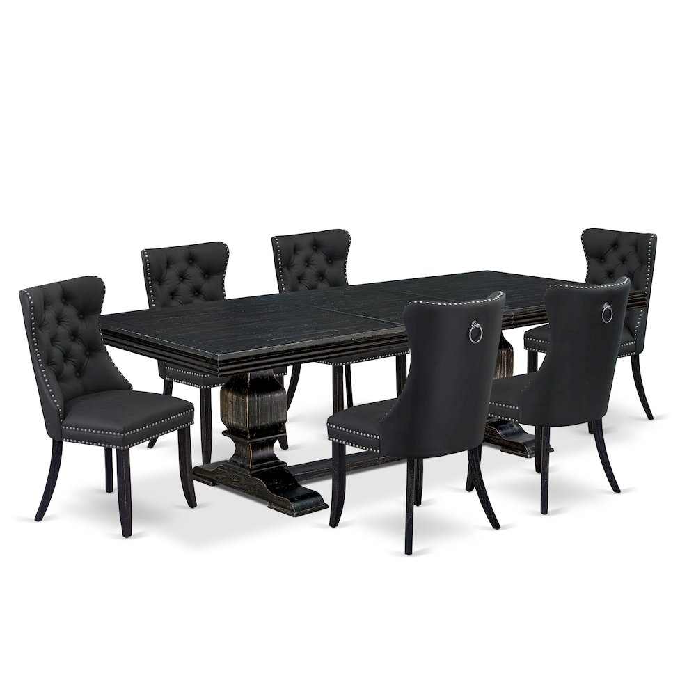 7 Pieces Dining Set Contains a Rectangle Kitchen Table and 6 Modern Chairs. Picture 1