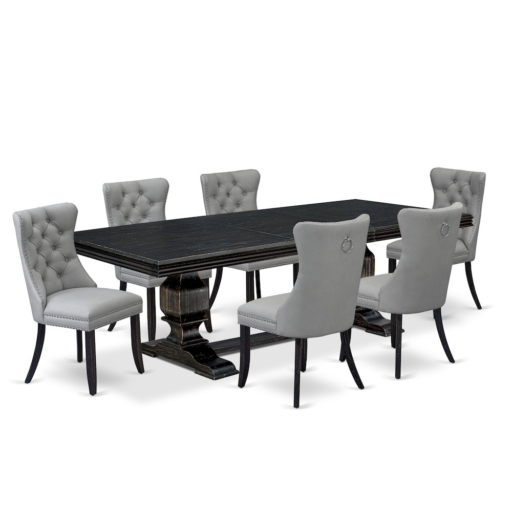 7 piece dining set a rectangular table and 6 Faux Leather dining Chairs. Picture 1