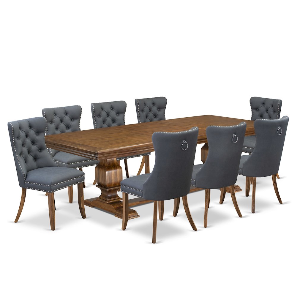 9 piece Dining Table Set consists of a Kitchen Table and 8 Dining room Chairs. Picture 1