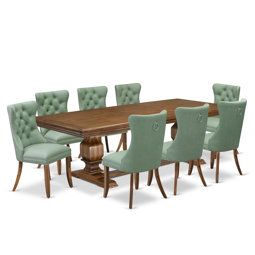 9 piece Mid Century Dining Table Set a Kitchen Table and 8 Dining Chairs. Picture 1