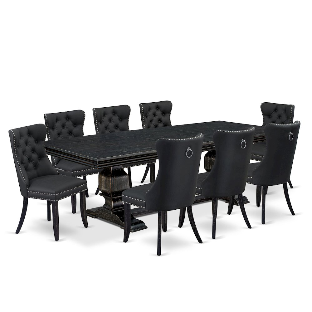 9 Pieces Dining Table Set a Rectangle Table and 8 Dining Chairs. Picture 1