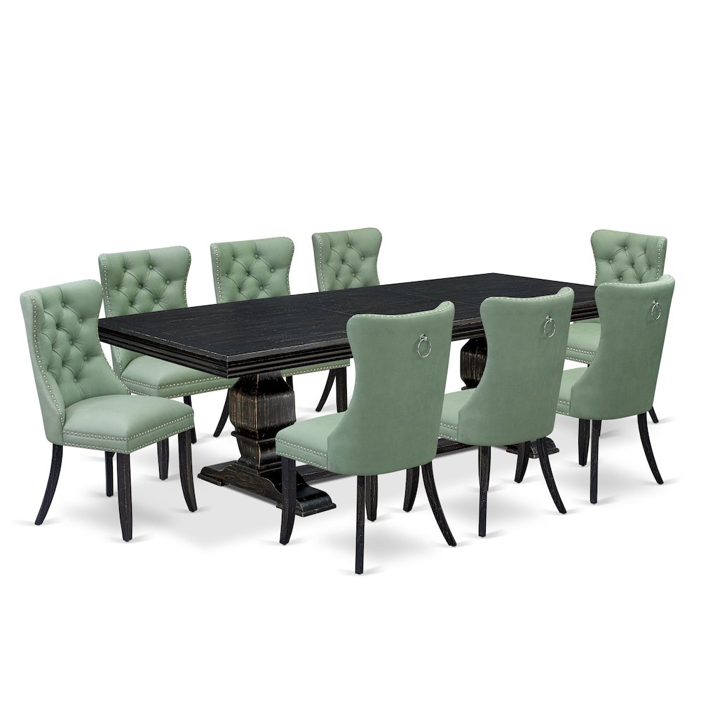 9 Pieces Dining Table Set a Rectangle Table and 8 Dining Chairs. Picture 1
