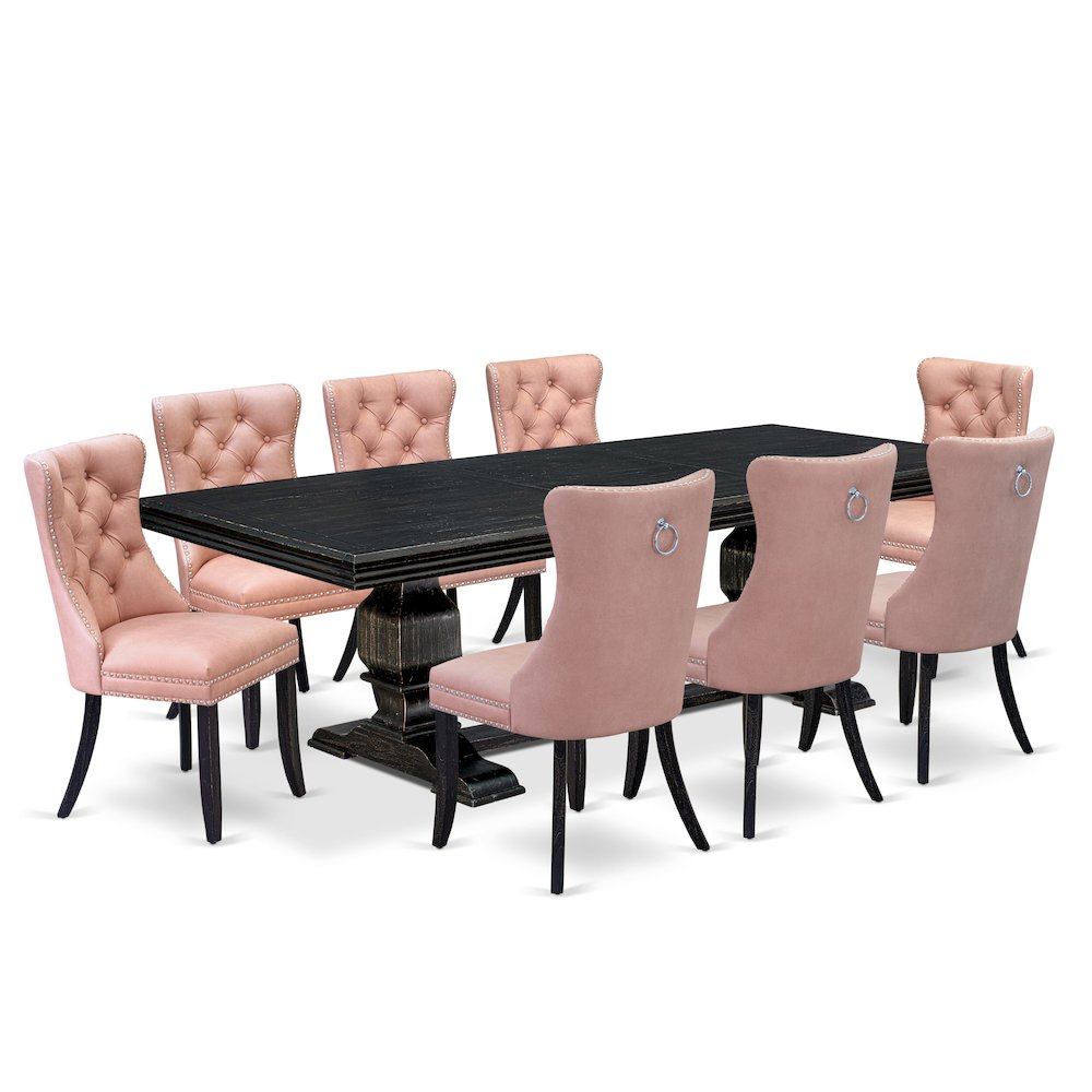 9 Pieces Dining Table Set a Rectangle Table and 8 Dining Chairs. Picture 1