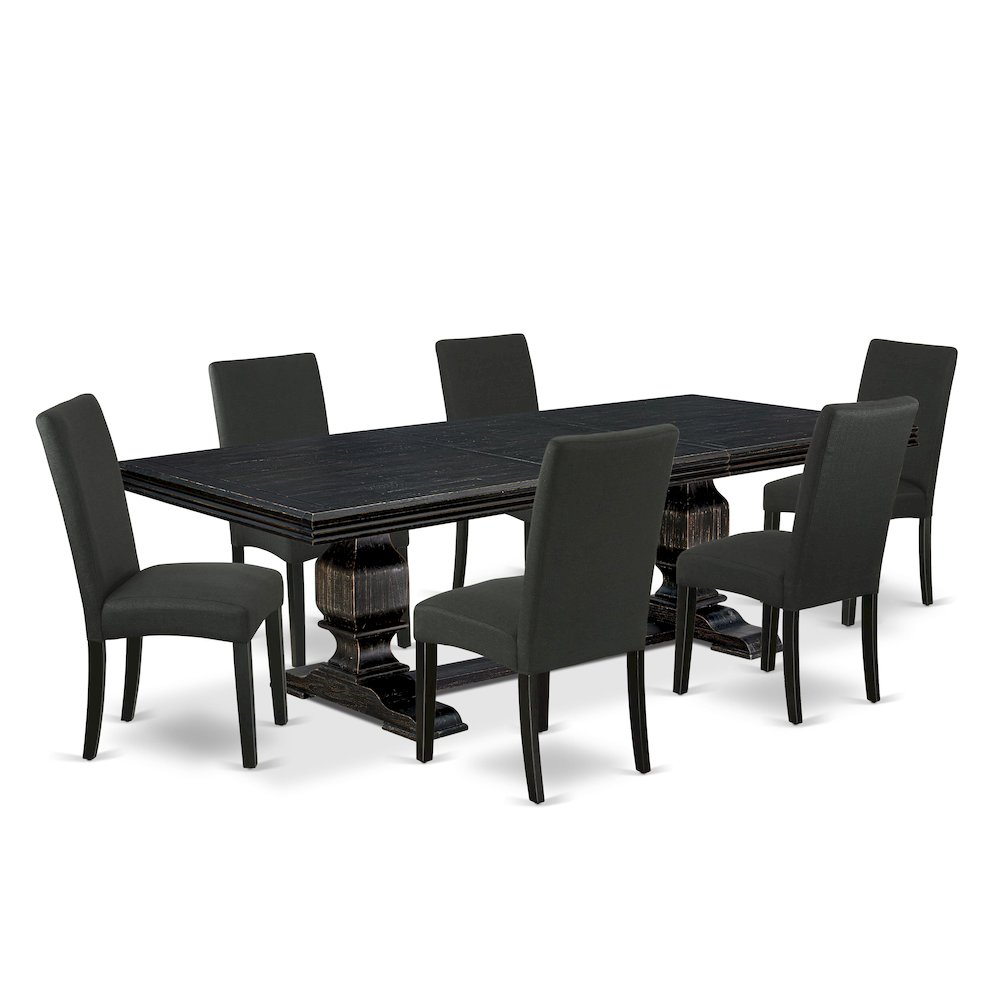 7 piece kitchen dining set of a rectangular table and 6 dining chairs. Picture 1