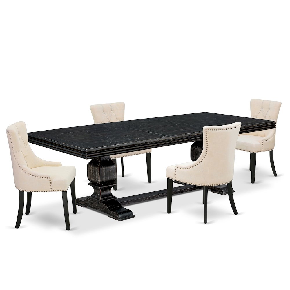 5 piece kitchen table set of a dining table & 4 dining chairs & black legs. Picture 1