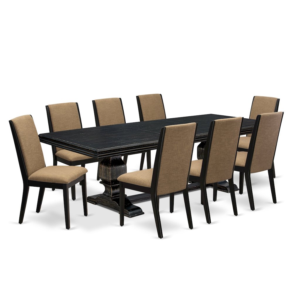 9 Pieces Dining set of a Rectangular Kitchen Table and 8 Dining Chairs. Picture 1