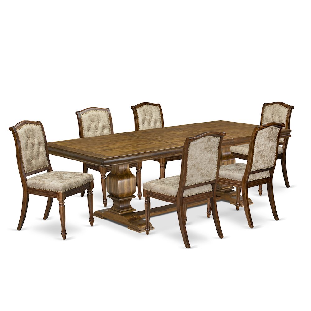 7 Pieces Kitchen table set a Rectangular Dining Table and 6 Dinner Chairs. Picture 1