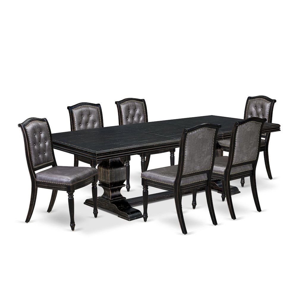 7 piece Mid Century Dining Table Set consists of a Dining Table and 6 Chairs. Picture 1