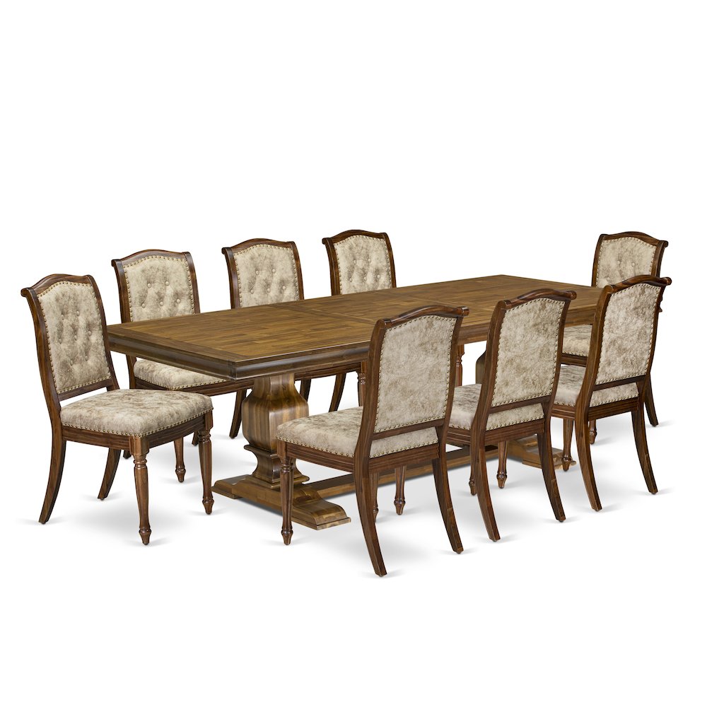 9 Pieces Dining Room set a Rectangular Kitchen Table and 8 Modern Dining Chairs. Picture 1