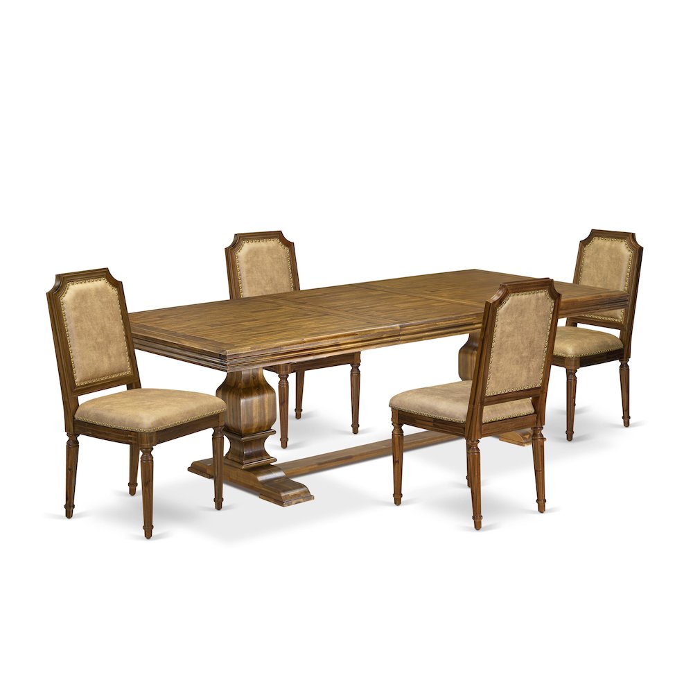 5 piece Dining Table Set of a Kitchen Table and 4 Dark Grey Dining room Chairs. Picture 1